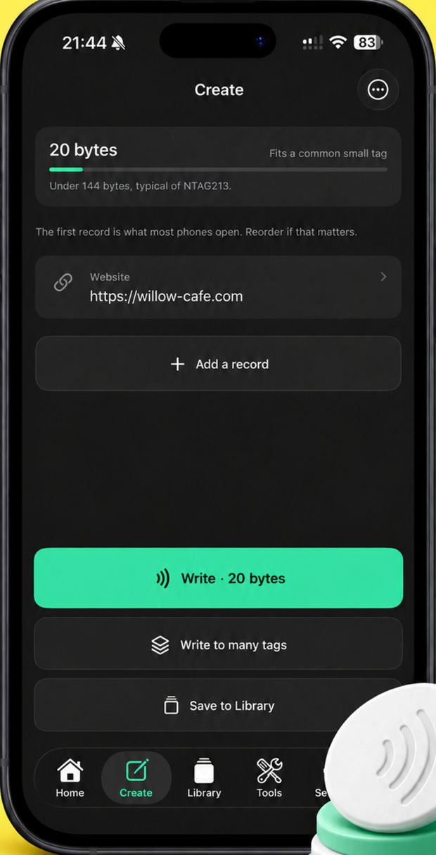 Batch writing screen showing a running count of tags written.